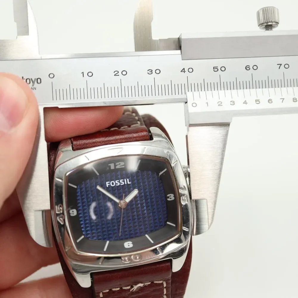 Fossil Kaleido Blue Silver Change 41mm Watch Brown Leather AM3695 w New Battery